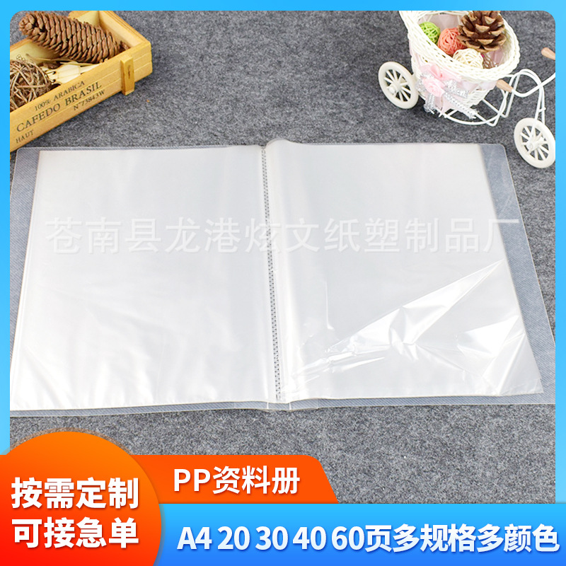 공장 사용자 정의 PP 투명 서리 폴더 2030 페이지 A4 데이터 북 4060 페이지 플라스틱 문서 저장 포켓