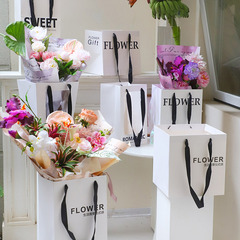 Flower shop new internet celebrity square bouquet handbag flowers gift flower box floral diy handbag flower box