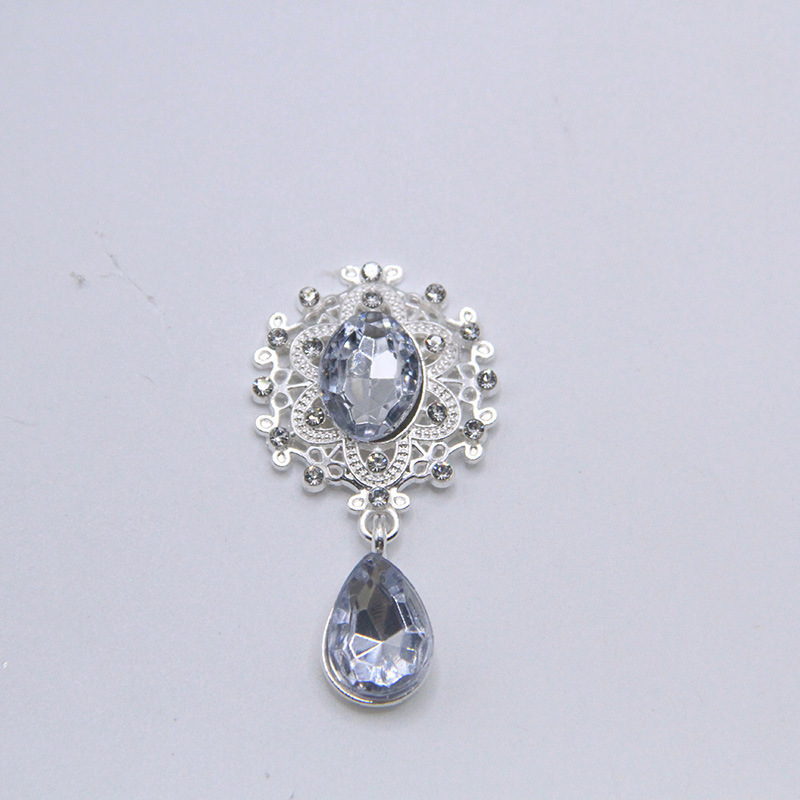 热销45*25mm合金水滴珍珠水钻胸针吊坠手工服饰服装饰品配件批发|undefined