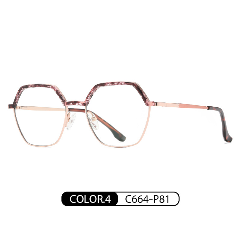 TB3202 personalidad de dos colores anti-azul gafas de luz En stock nuevas gafas de miopía Marco de moda de las mujeres polígono gafas lisas