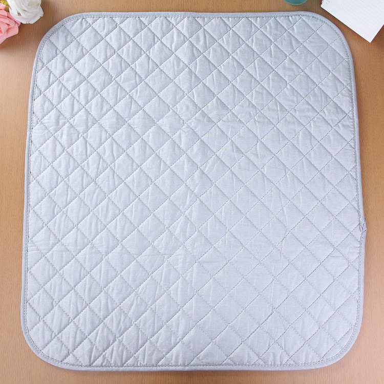 Portable foldable ironing pad, cotton-coated silver backing, replaces ironing board, multiple sizes