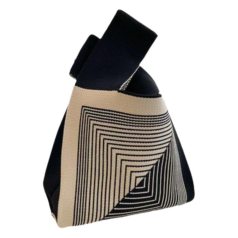 Nuevo bolso de punto para teléfono para mujer, bolso tejido suave en colores dopamina, bolso de mano con forma de corazón en estilo coreano con bloques de color.