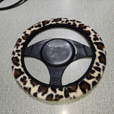 Leopard Print Suv Car Anti-Slip – Steering wheel cover - no-inner-ring-leopard-print-beige-38cm