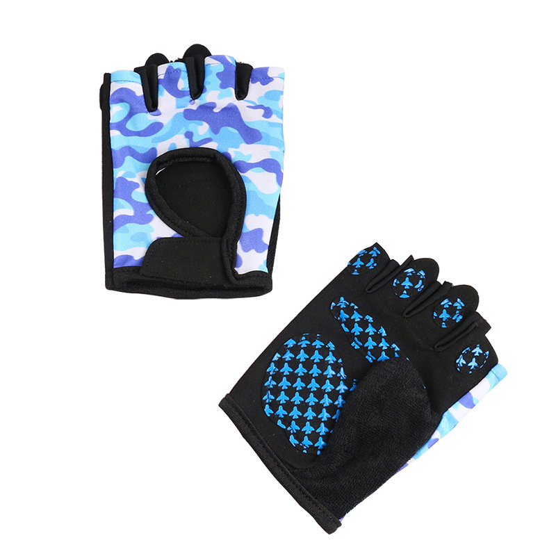 Niños montando medio dedo guantes equilibrio coche absorción de choque al aire libre primavera y verano scooter fino patinaje guantes deportivos