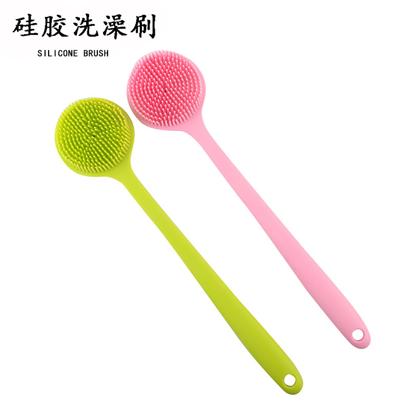 Hogar cepillo de baño de silicona mango largo baño frote multiusos mango largo cepillo de baño masaje cepillo de baño