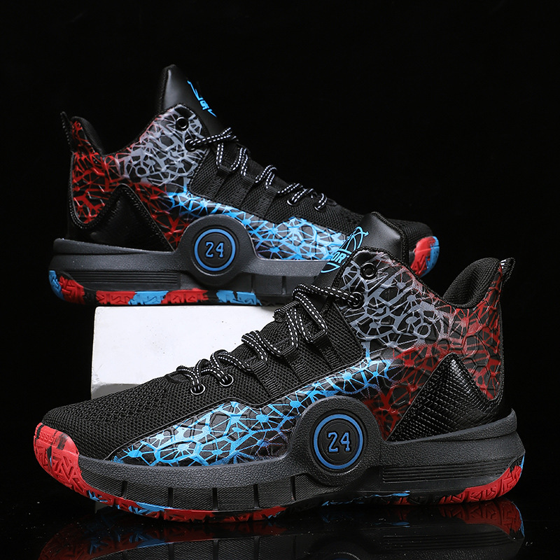 Zapatillas de baloncesto Venom James con sonido de fricción, antideslizantes, resistentes al desgaste, ligeras, transpirables, de caña alta, para niños_voghion.com