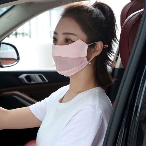 Ice silk sunscreen women's summer anti-UV gauze breathable mask driving cover full face protective nylon