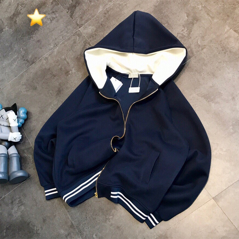 Triumphant Gold Zipper Contrast Color Large Hooded Sweatshirt Jacket with Correct Back Embroidery Letters, Loose Fit Autumn Top Triumphant Gold Zipper Contrast Color Large Hooded Sweatshirt Jacket with Correct Back Embroidery Letters, Loose Fit Autumn Top