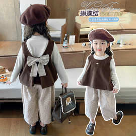 儿童装洋气时髦套装女童网红炸街春季三件套2025新款小女孩春秋装