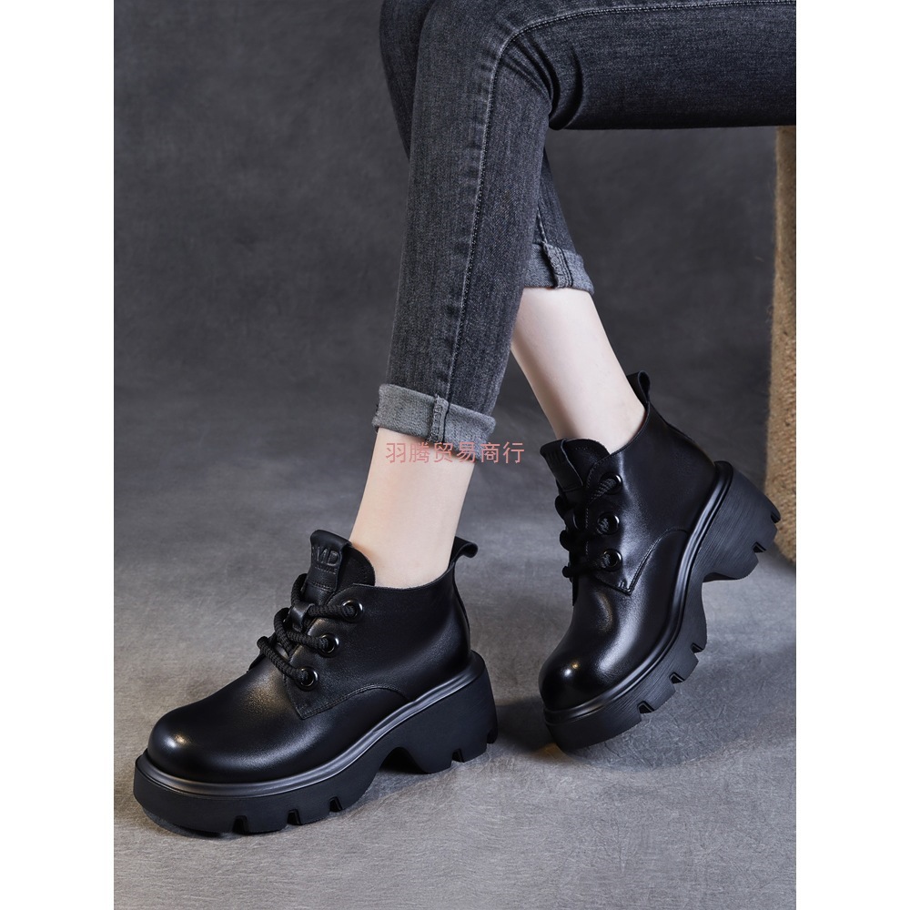 真皮马丁靴女2025年春季新款短靴女款单靴英伦风加绒厚底增高靴子