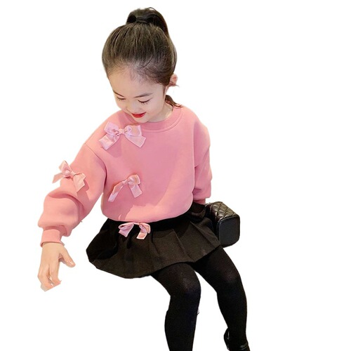 Girls 'sweaters, new clothes, long-sleeved children's spring and autumn fashionable clothes, bow tie, fashionable style