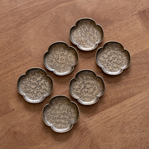 Pure copper coaster, hammered pattern cup holder, non-slip insulated tea coaster, tea ceremony coaster, brass accessories, new Chinese style handmade