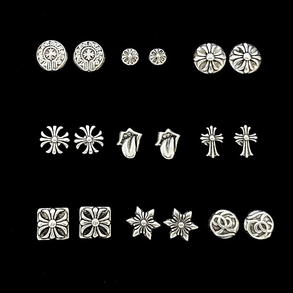 Crowe Cross Earrings for Women, Vintage Style Earrings, Punk Distressed Ear Accessories, Korean Fashion Earrings for Men