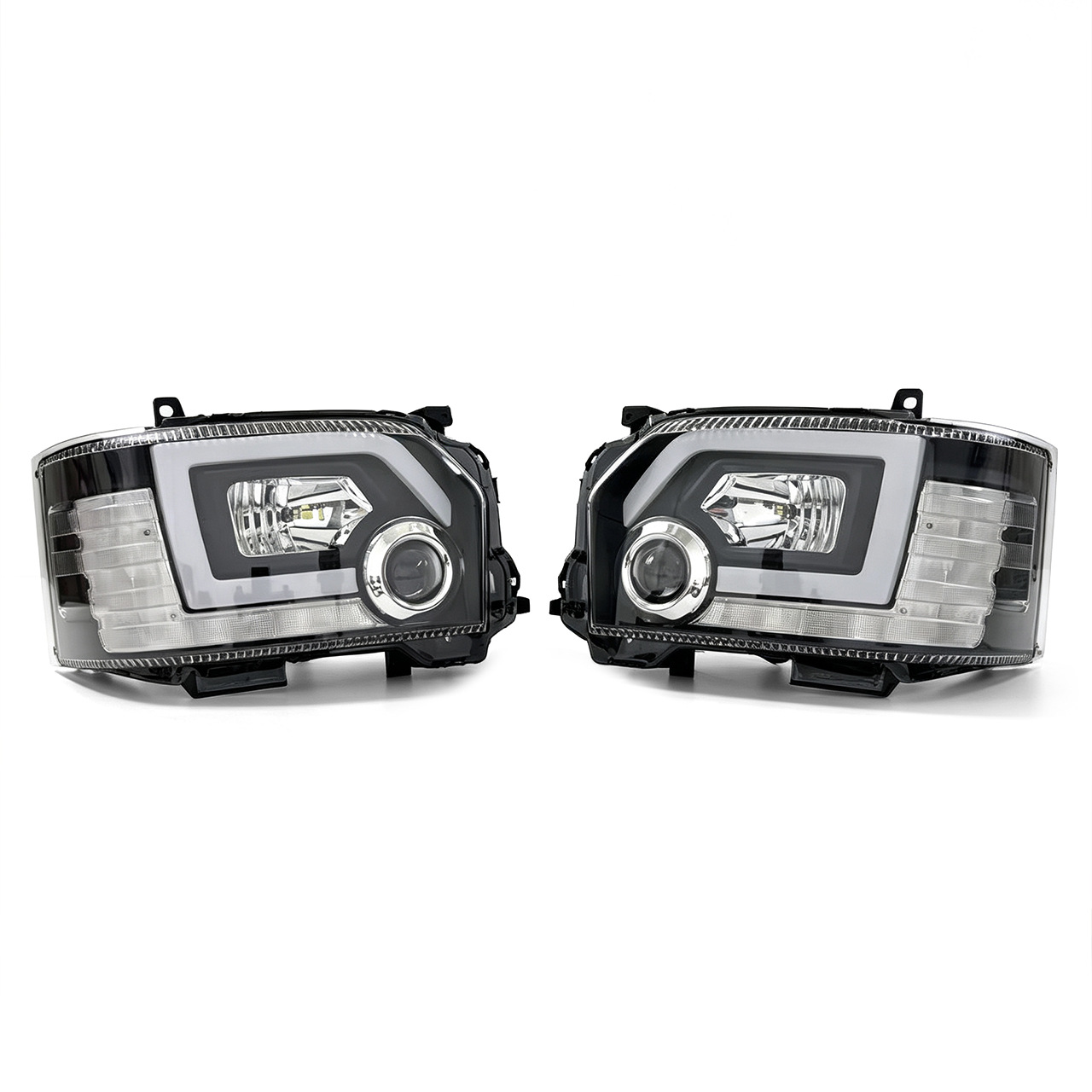 Suitable for 14-18 Toyota Hiace front headlight modification with LED daytime running lights and turn signals