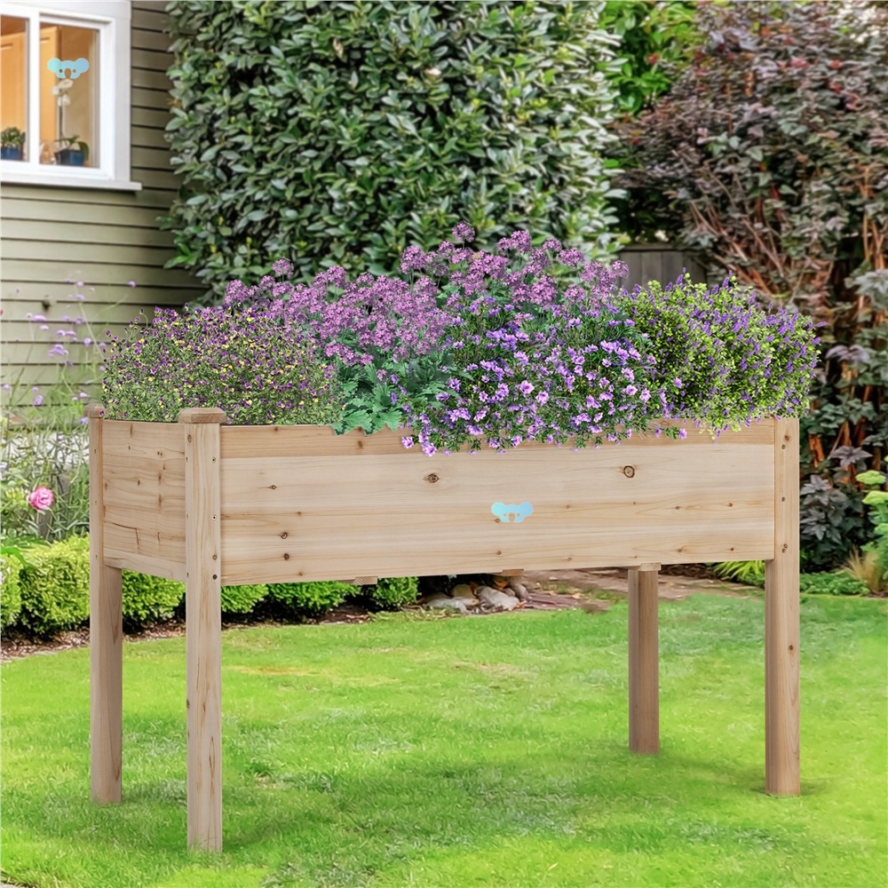 Costoffs Fir Wood Garden Bed Planter Box Raised Vegetab|ms