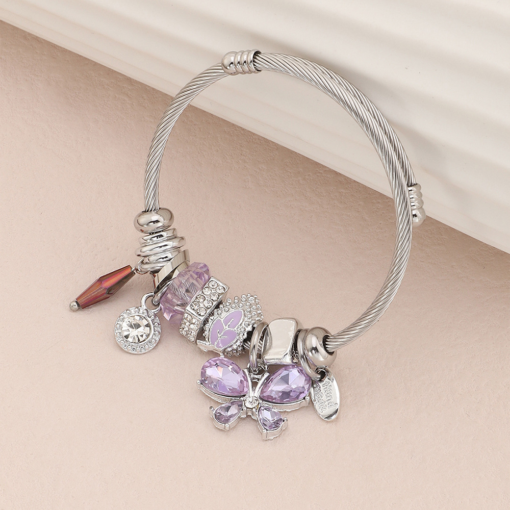 fashion retro owl butterfly flower heart alloy bracelet