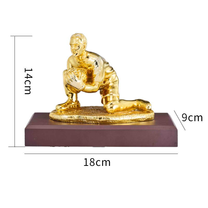 Copa de Europa Trofeo de portero de fútbol Guantes de oro Tirador de portero Trofeo de pelota de oro Partido de resina Trofeo de fútbol grabado