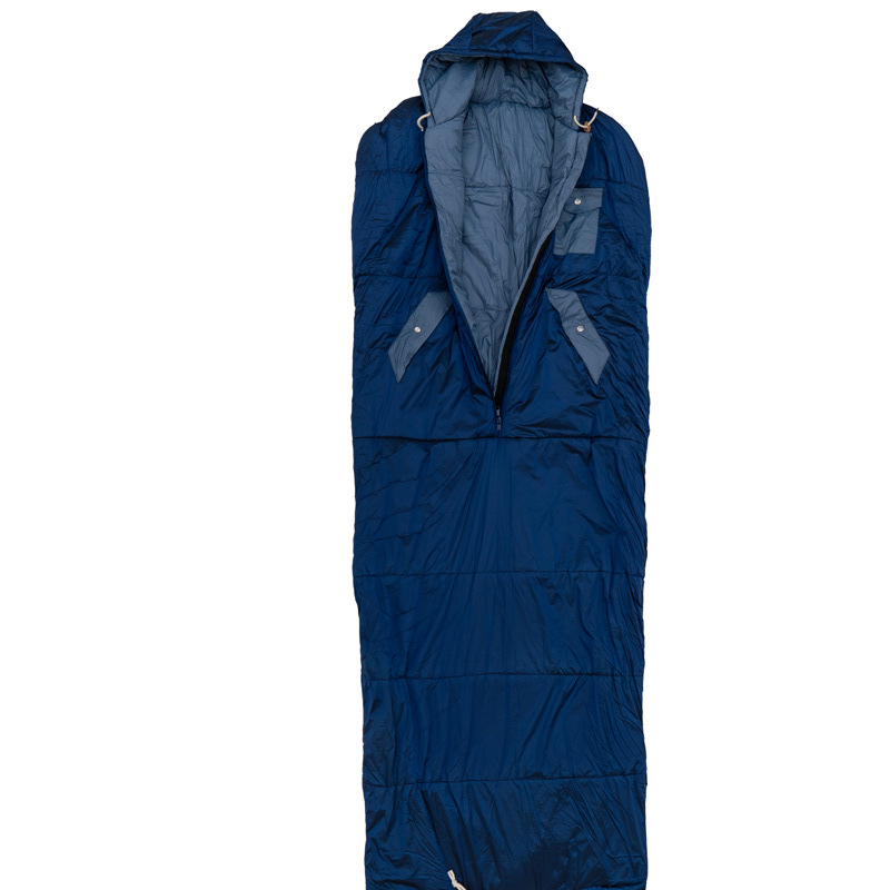 다크 블루 긴 망토 침낭