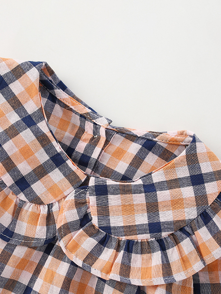 En stock malwee niñas vestido de otoño nuevo estilo europeo y americano Plaid casual manga larga princesa vestido