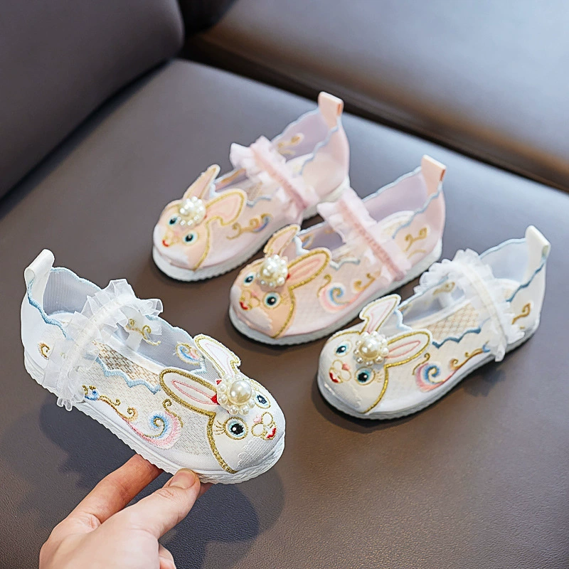 Обувь для девочек Hanfu, летняя детская обувь с вышивкой, сандалии, сетчатая обувь, обувь для выступлений в старинном стиле, дышащий древний костюм, китайский стиль