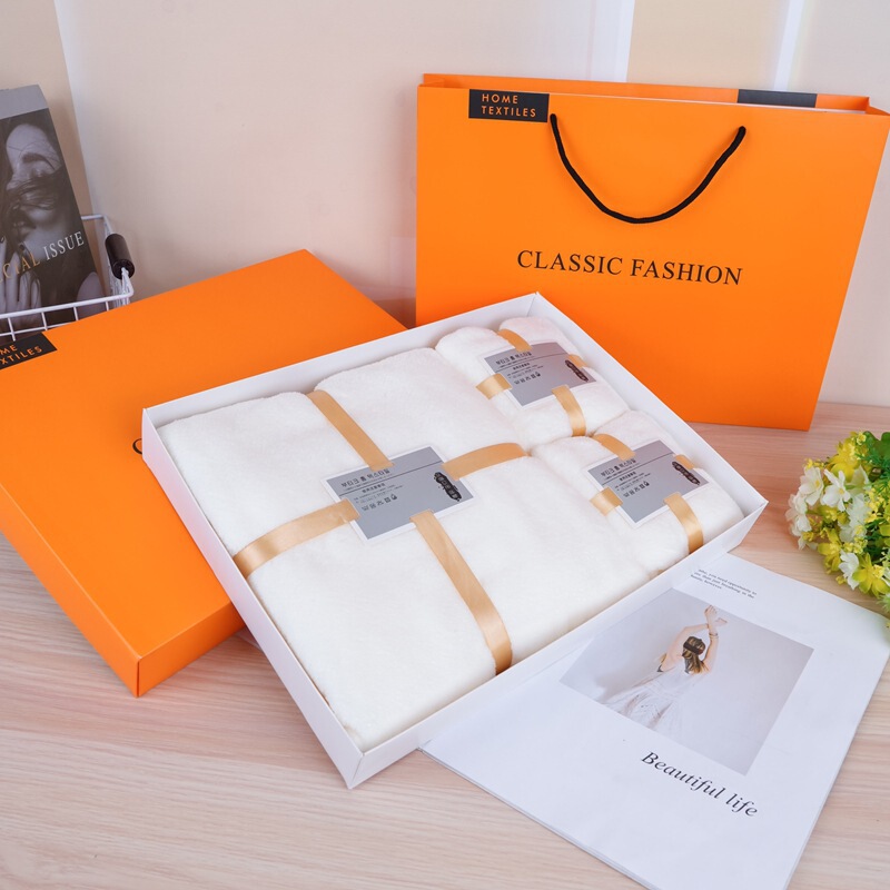 Wholesale Large Orange Gift Box Towel Coral Fleece Bath Towel Set Souvenir Gift Company Business Exquisite Gift Set Box Wholesale Large Orange Gift Box Towel Coral Fleece Bath Towel Set Souvenir Gift Company Business Exquisite Gift Set Box