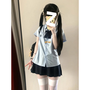 Suit Original Japanese Style Jk Uniform Shirt New Embroidered Short-Sleeved Preppy Style Loose Shirt Top Pleated Skirt for Women