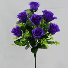 南阳照屏仿真12头玫瑰花落地摆件花卉2款多色孔雀玫把花 工厂批发