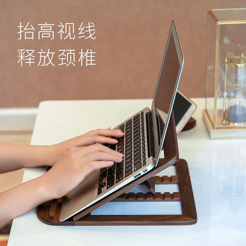 Desktop Laptop Stand Bracket Heightening Cooling Rack Solid Wood Foldable Portable iPad Tablet Mini Stand