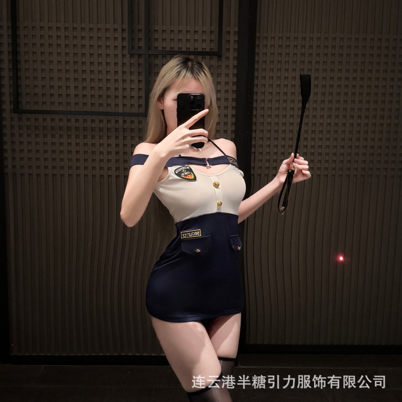 Half-Sugar Gravity Clothing Sexy Intimates Pure Desire Policewoman Cos Stewardess Uniform Temptation Slim Hip Skirt Female 9258
