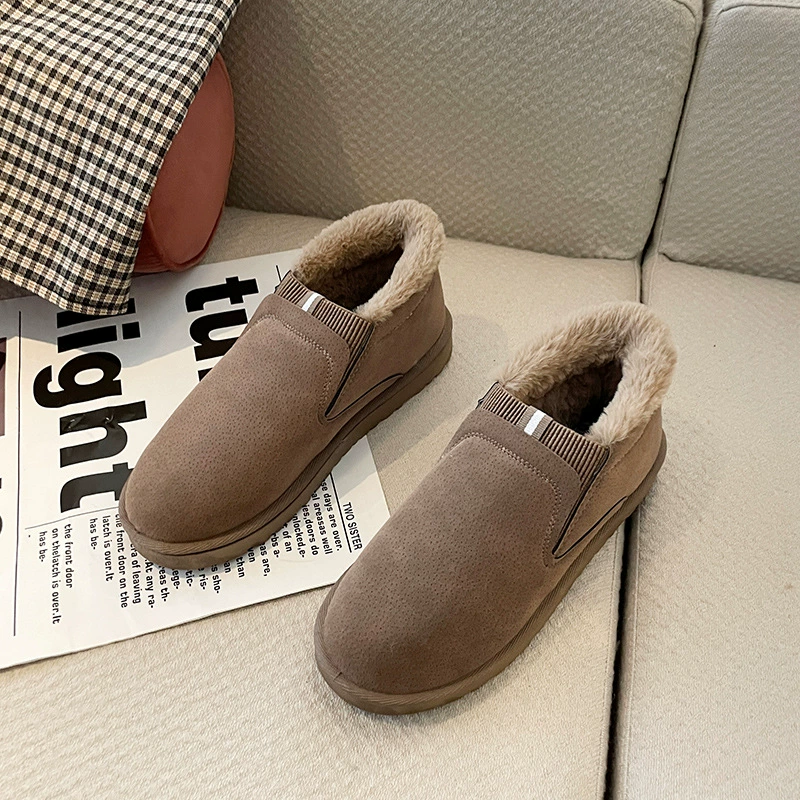 Winter low ankle boots, warm plush lining, non‑slip sole, lightweight