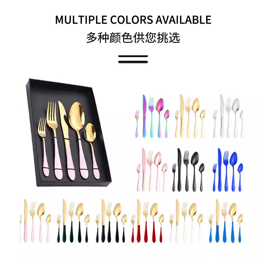 1012 vajilla de acero inoxidable cuatro piezas principales suministros de Hotel Occidental postre café Mezcla cuchara occidental vajilla cuchillo, tenedor y cuchara