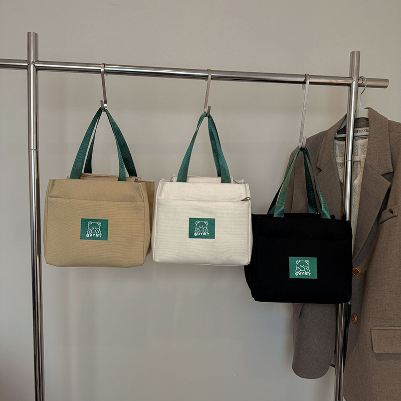 (2개) 일본과 한국 스타일 두꺼운 옥스포드 캔버스 가방 여성 핸드백 도시락 미라 미라 미라 음식 작은 헝겊 가방 핸드 백 구매