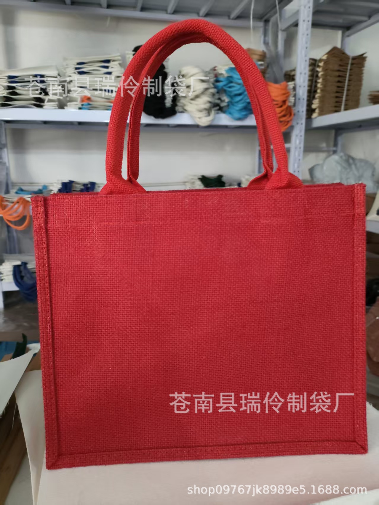 Bolsas de lino negras, rojas, verde oscuro, azules, bolsas de mano de lino, algodón y yute con logo impreso al por mayor. image 11