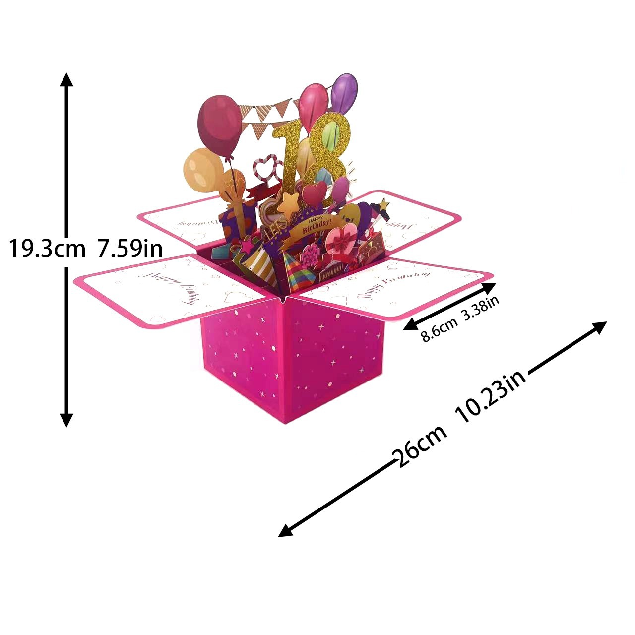 18 핑크 생일 3 차원 상자; 사양은 사용자 정의 할 수 있습니다