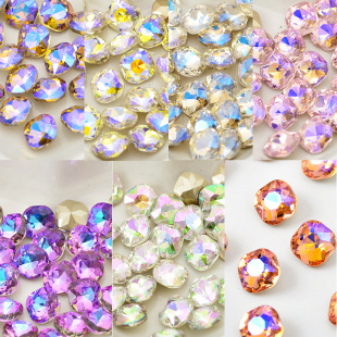 20 8mm sharp bottom fat square diamond crystal diamond pink Moonlight nail decoration shaped glass rhinestone accessories wholesale