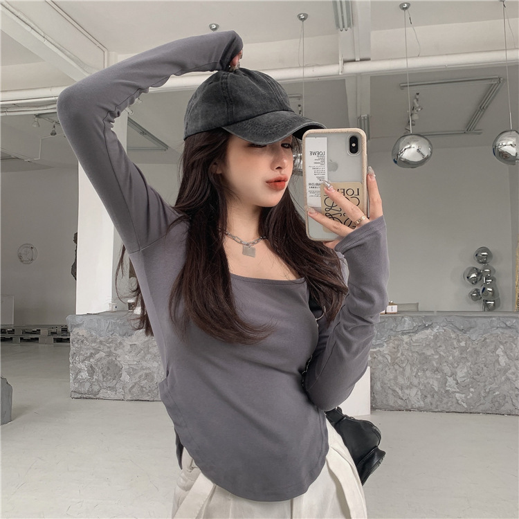 Slim Fit Type Solid Color Pattern Wholesale Women's Simple Style Solid Color Long Sleeve T-Shirts