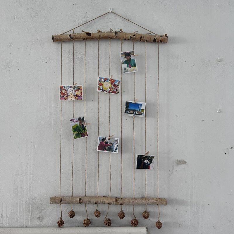 Natural Wild Wood Photo Wall Hanging Decoration with Handmade Hanging Ropes for Wall Decoration Natural Wild Wood Photo Wall Hanging Decoration with Handmade Hanging Ropes for Wall Decoration