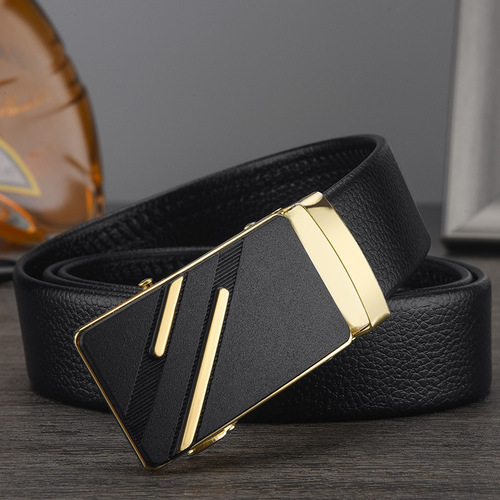 Men's belt men's automatic buckle belt business simple men's belt men's belt wholesale