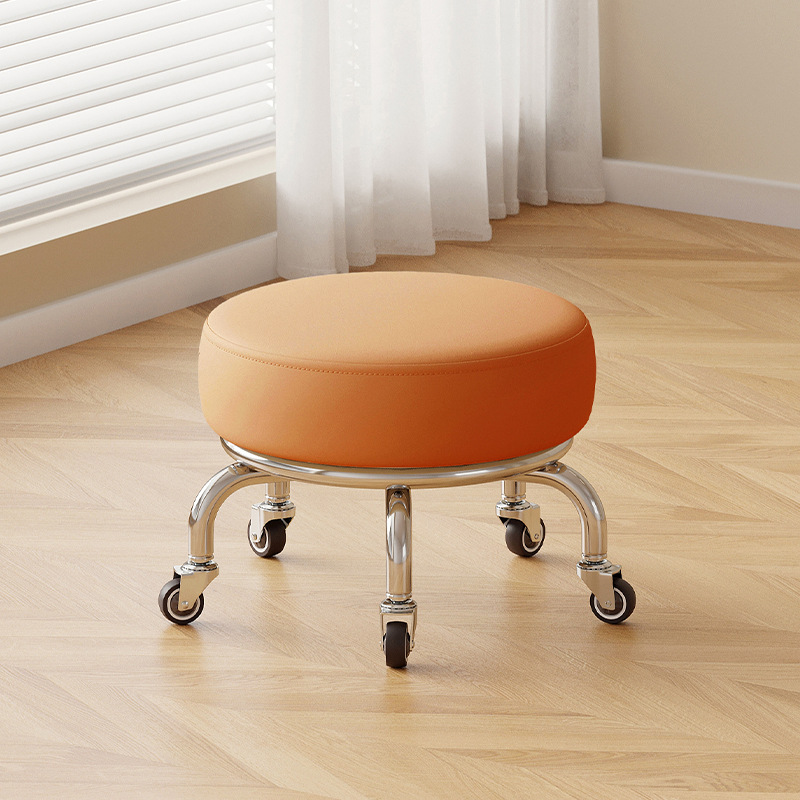 Polia doméstica taburete bajo rueda universal pequeño taburete silencioso rotativo taburete redondo móvil con artefacto moderno y simple