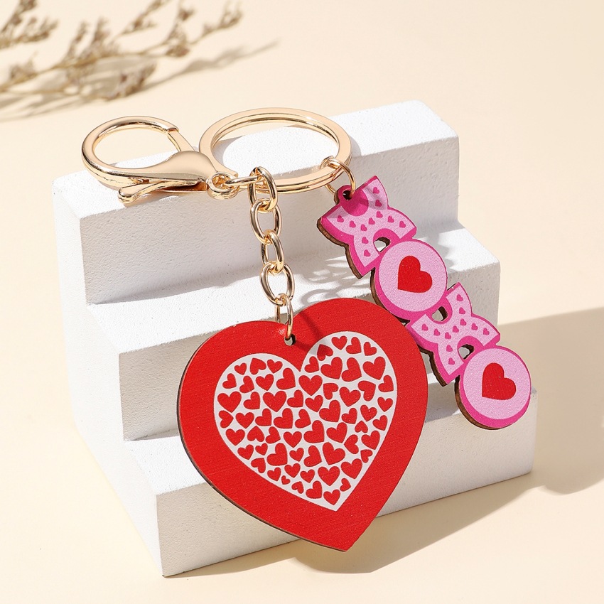 Valentine'S Day Festival Classic Style Commute Letter Heart Shape Wood Valentine'S Day Unisex Bag Pendant Keychain