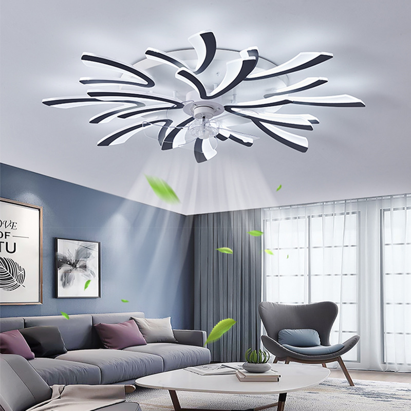 Luz de techo de la sala de estar moderna minimalista ultrafino LED inteligente luz Nordic Dandelion comedor dormitorio ventilador Paquete de luz