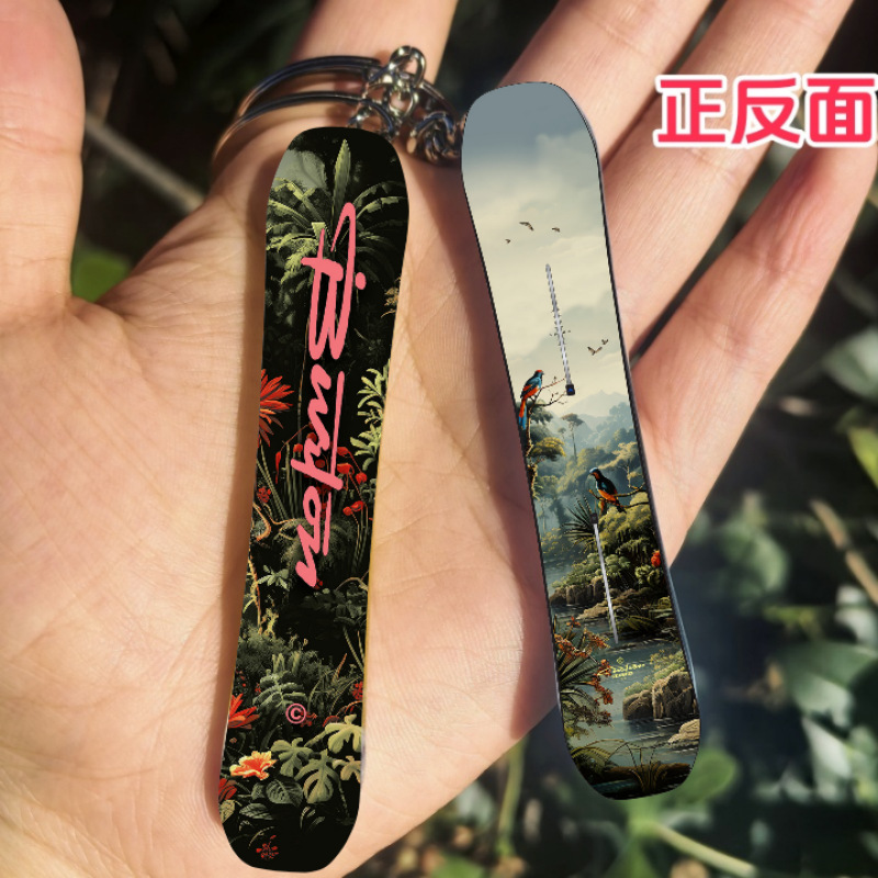 スキー人と同じ滑り板雪板アクリルキーホルダー両面ストラップミニかわいい雪友スポーツプレゼント