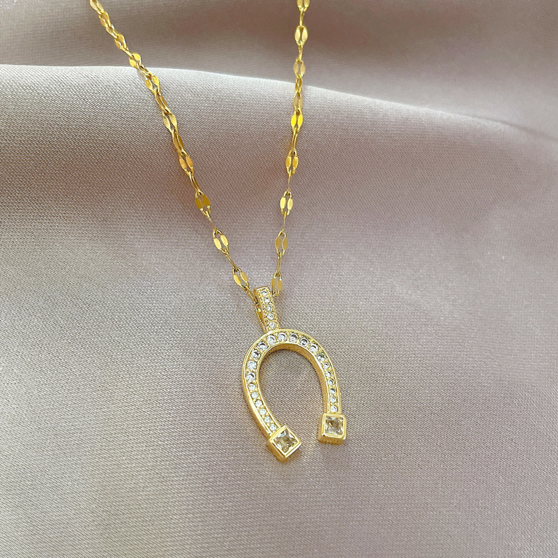Collar de oro real para mujer, elegante cadena para mujer_voghion.com