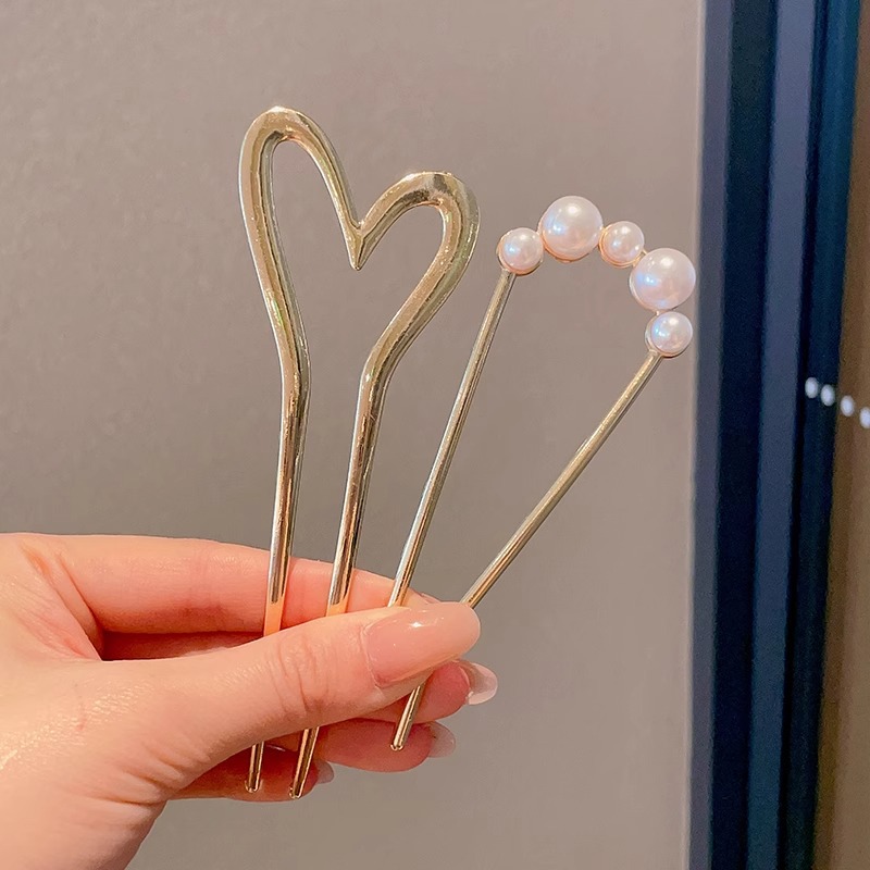 Horquilla de cabello en forma de U de perla de alta calidad horquilla de cabello en la parte posterior de la cabeza femenina horquilla de aleación tocado nuevo peine de horquilla chino