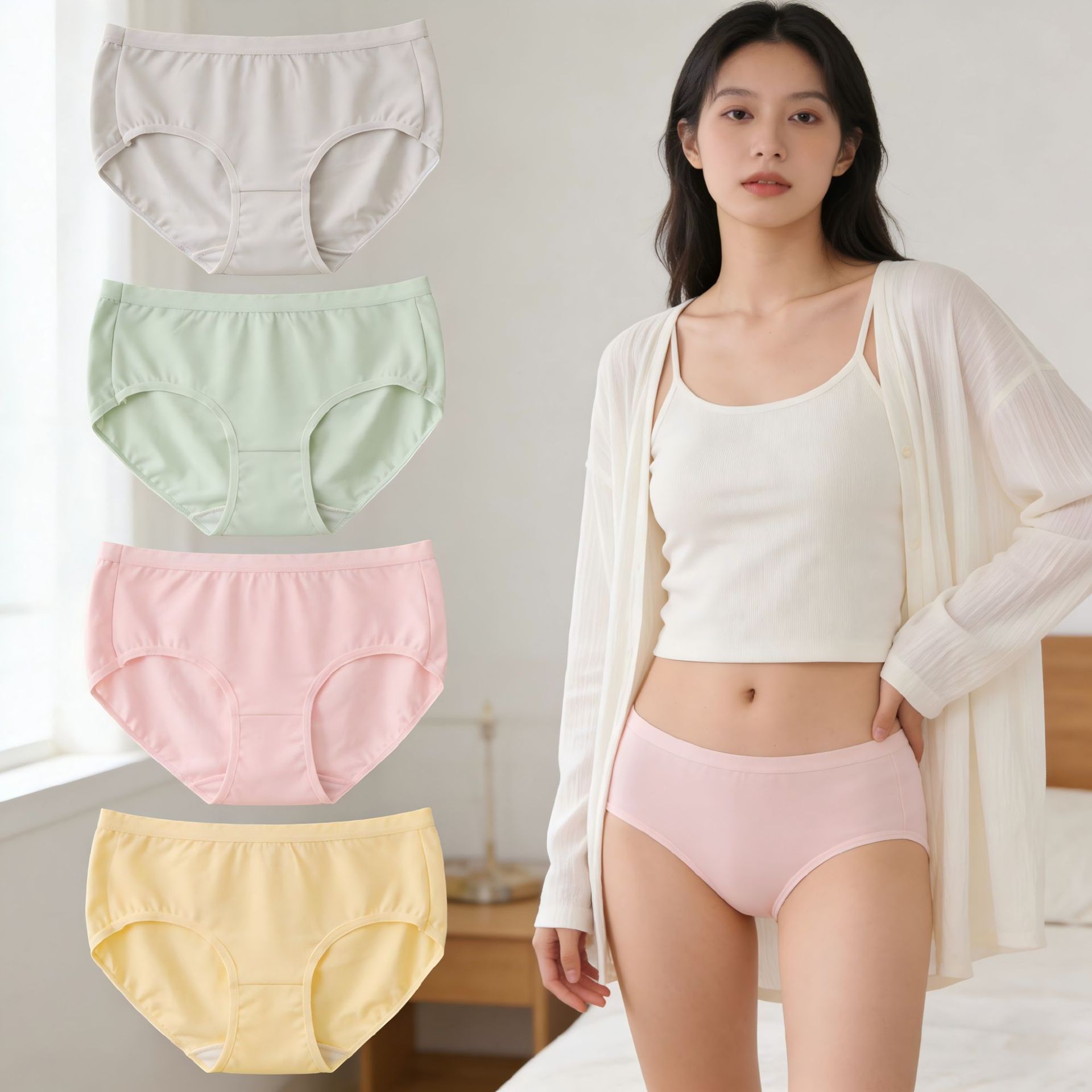 Special Clearance Sale: Women's Underwear, All Pure Cotton, Antibacterial, Seamless, Breathable, Simple Mid-Waist Briefs for Young Girls, Wholesale