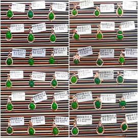 S925银金镶玉和田碧玉吊坠 日韩风个性项链女锁骨链厂家直播代发