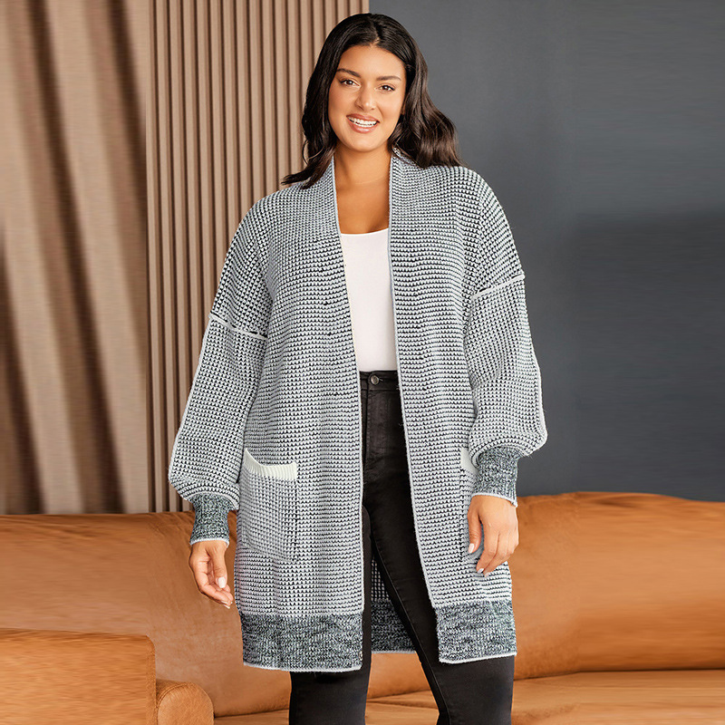 2025 Autumn New Long-Sleeve Knit Sweater for Women, European and American Style, Simple and Versatile, Loose Fit, Covers Flaws, Warm and Thick Cardigan for Women