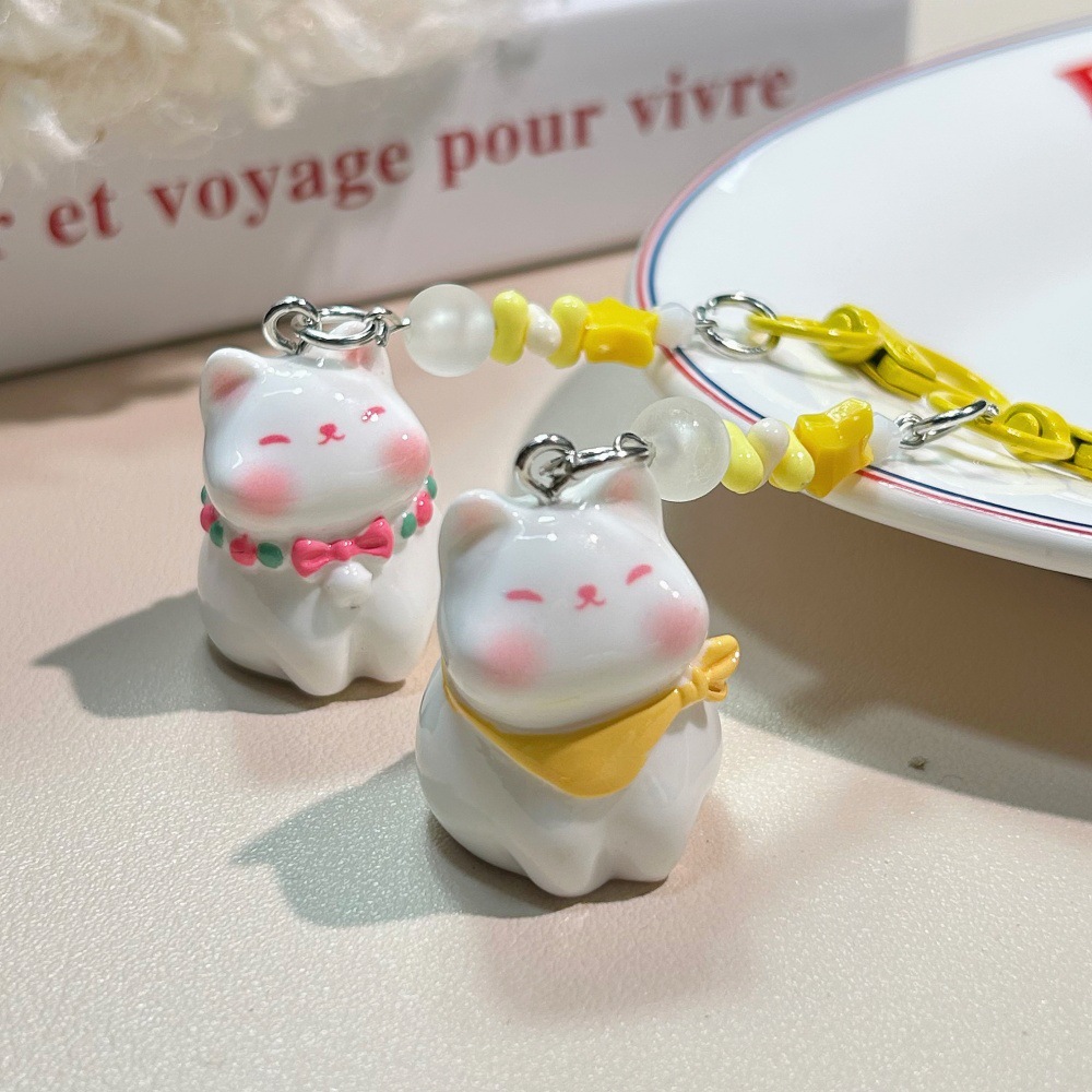 Lindo gatito tridimensional colgante llavero flor niña corazón ins viento dulce animal colgante con cuentas regalo