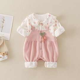 婴儿新生衣服可爱婴幼儿秋季外出宝宝连体衣公主满月哈衣周岁爬服