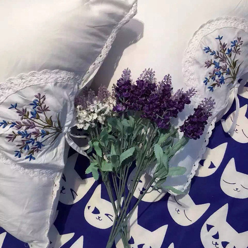 Cotton Exports Lavender Embroidered Pillow Core Pure Cotton Quilted Silk Cervical Health Pillow Washable Cotton Pillow Core Pair